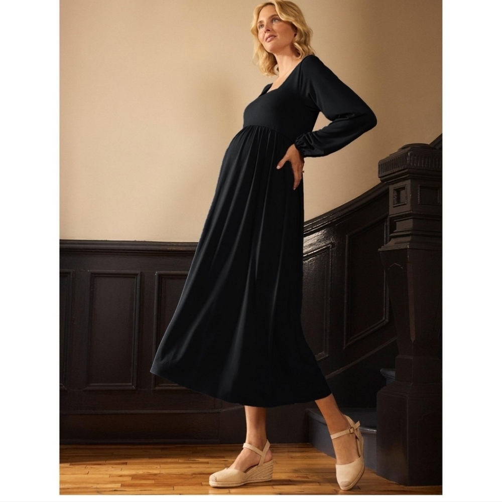 NWT Long Sleeve Empire Waist Maxi Motherhood Maternity Dress Ships Fast